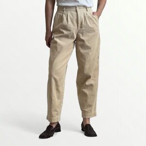 Vintage Y2K cream chunky corduroy trousers/pants, pleated waist